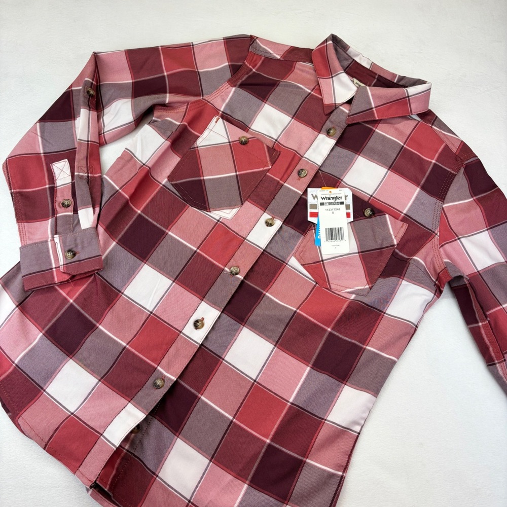 Wrangler RIGGS Workwear Shirt Women's Plaid Flannel Button Down Long Sleeve S